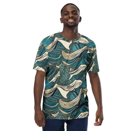 Teal Undertow on a Men's Crew Neck T-Shirt