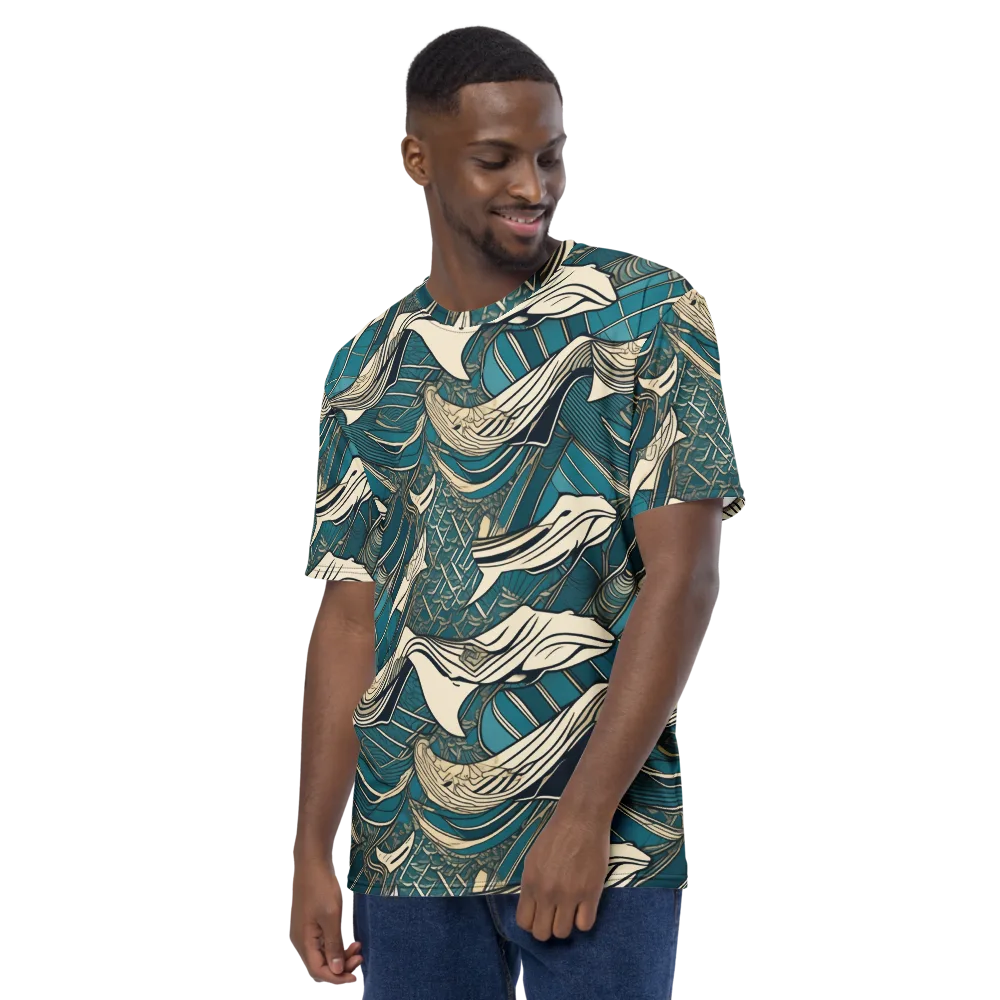 Teal Undertow on Men's Crew Neck T-Shirt — Left