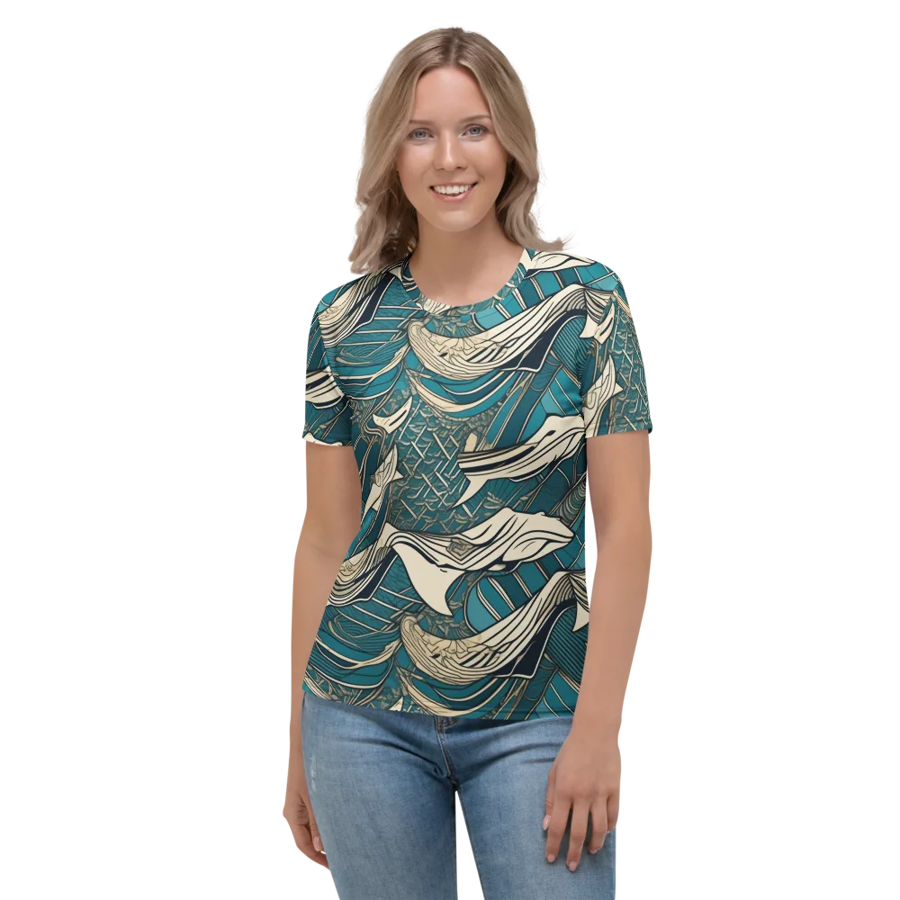 Teal Undertow on Women's Crew Neck T-Shirt — Front