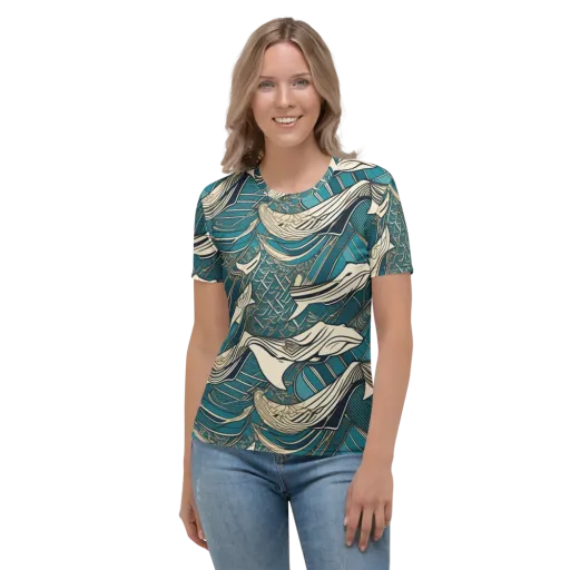 Teal Undertow on a Women's Crew Neck T-Shirt