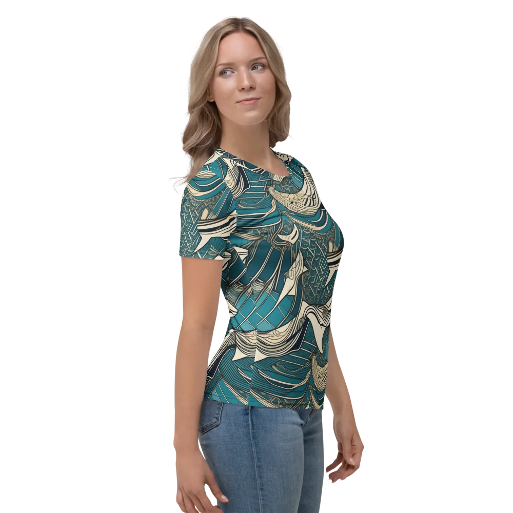 Teal Undertow on Women's Crew Neck T-Shirt — Right