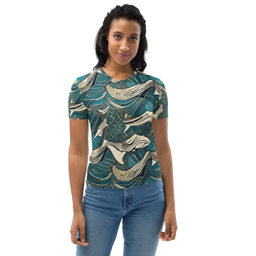 Teal Undertow on Women's Crew Neck T-Shirt — Front