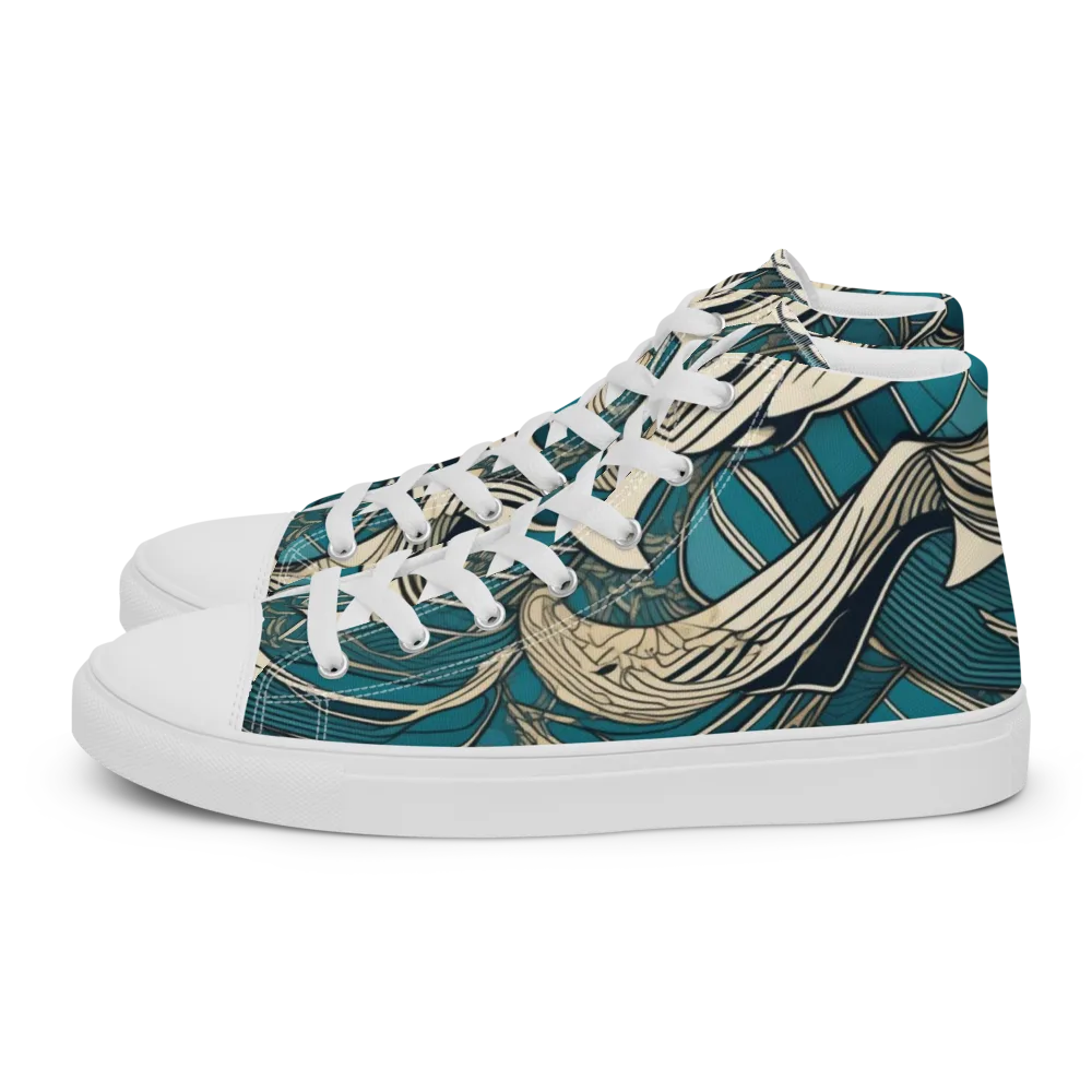 Teal Undertow on Women's High Top Canvas Shoes — Left