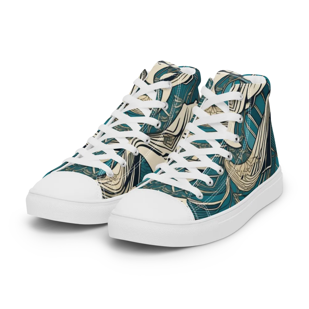 Teal Undertow on Women's High Top Canvas Shoes — Left Front