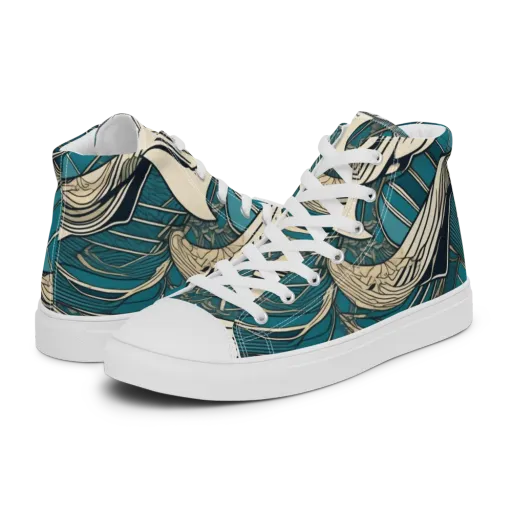 Teal Undertow on a Women's High Top Canvas Shoes