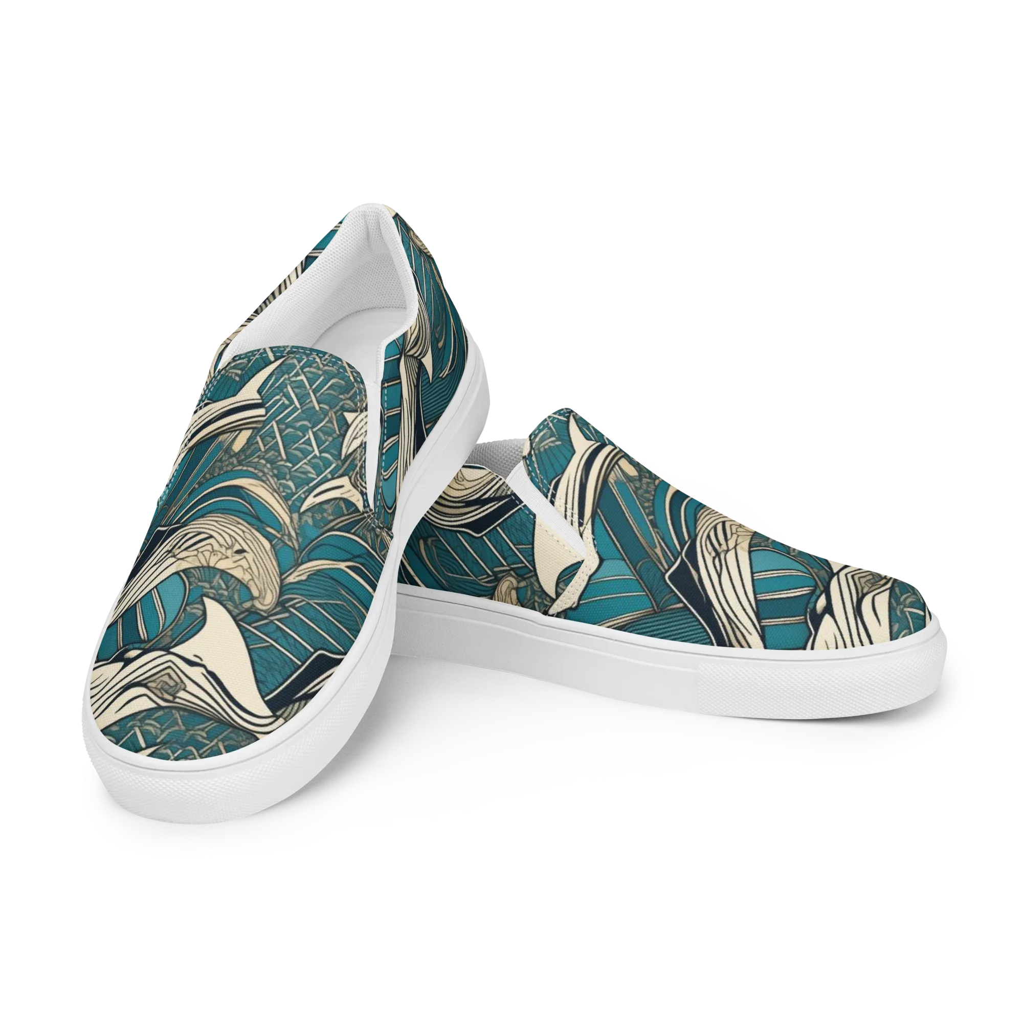 Teal Undertow on Men's Slip-On Canvas Shoes — Left Front