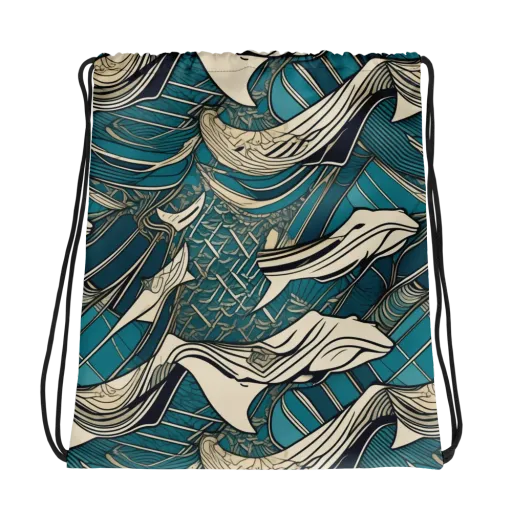 Teal Undertow on a Drawstring Bag