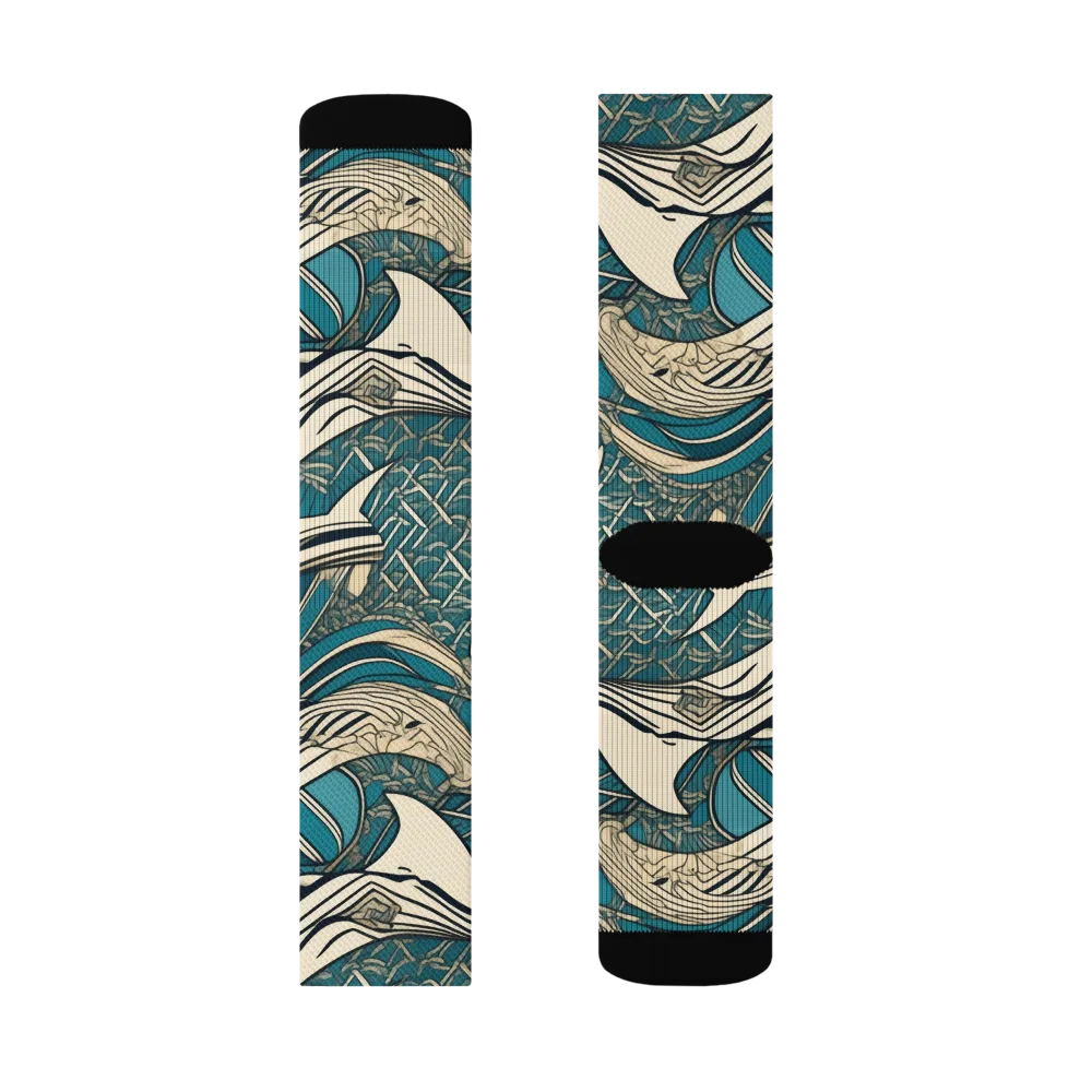 Teal Undertow on Socks — Left Sock