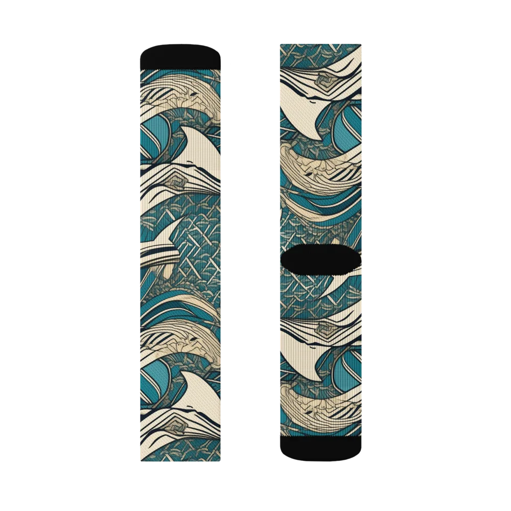 Teal Undertow on Socks — Right Sock