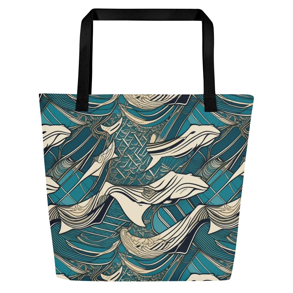Teal Undertow on Large Tote Bag W/ Pocket — Front