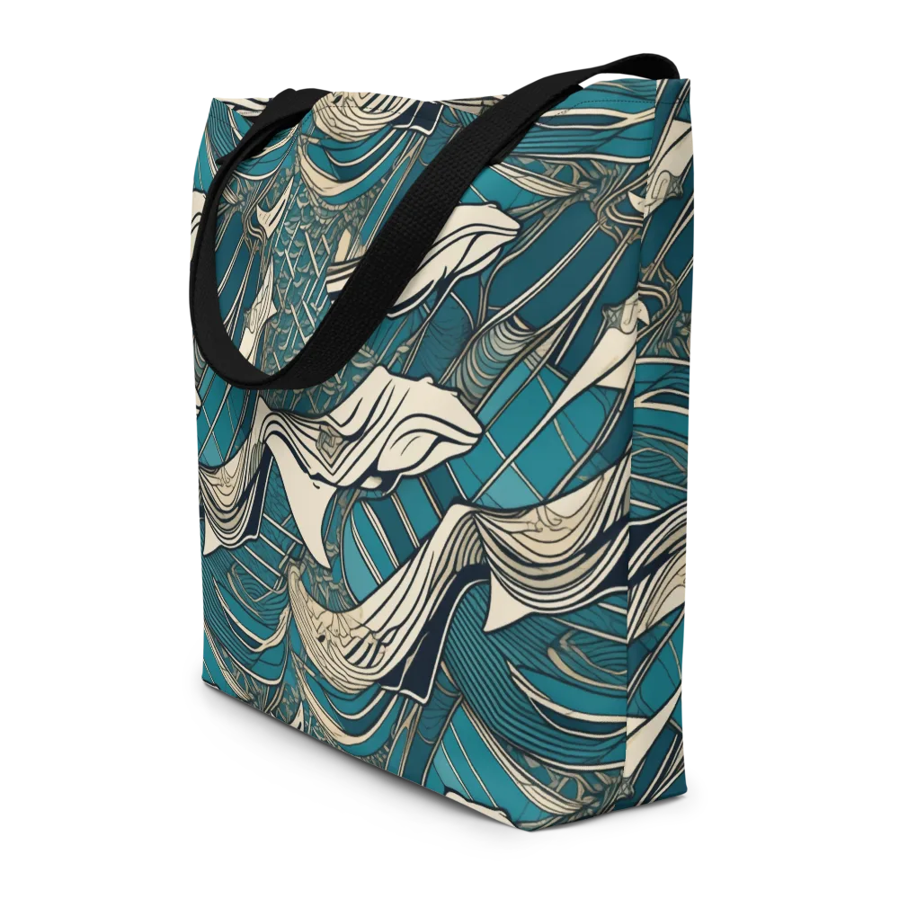 Teal Undertow on Large Tote Bag W/ Pocket — Front