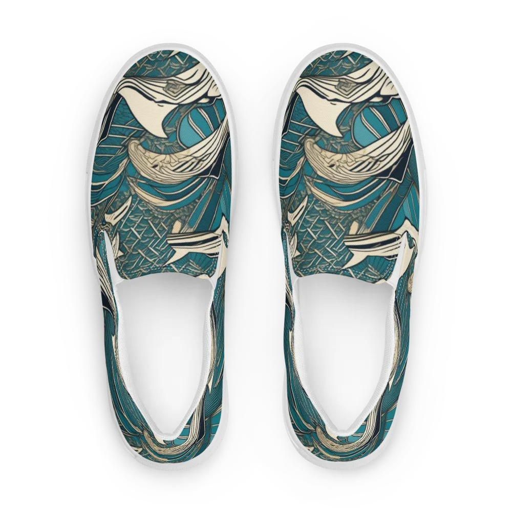 Teal Undertow on Women's Slip-On Canvas Shoes — Front