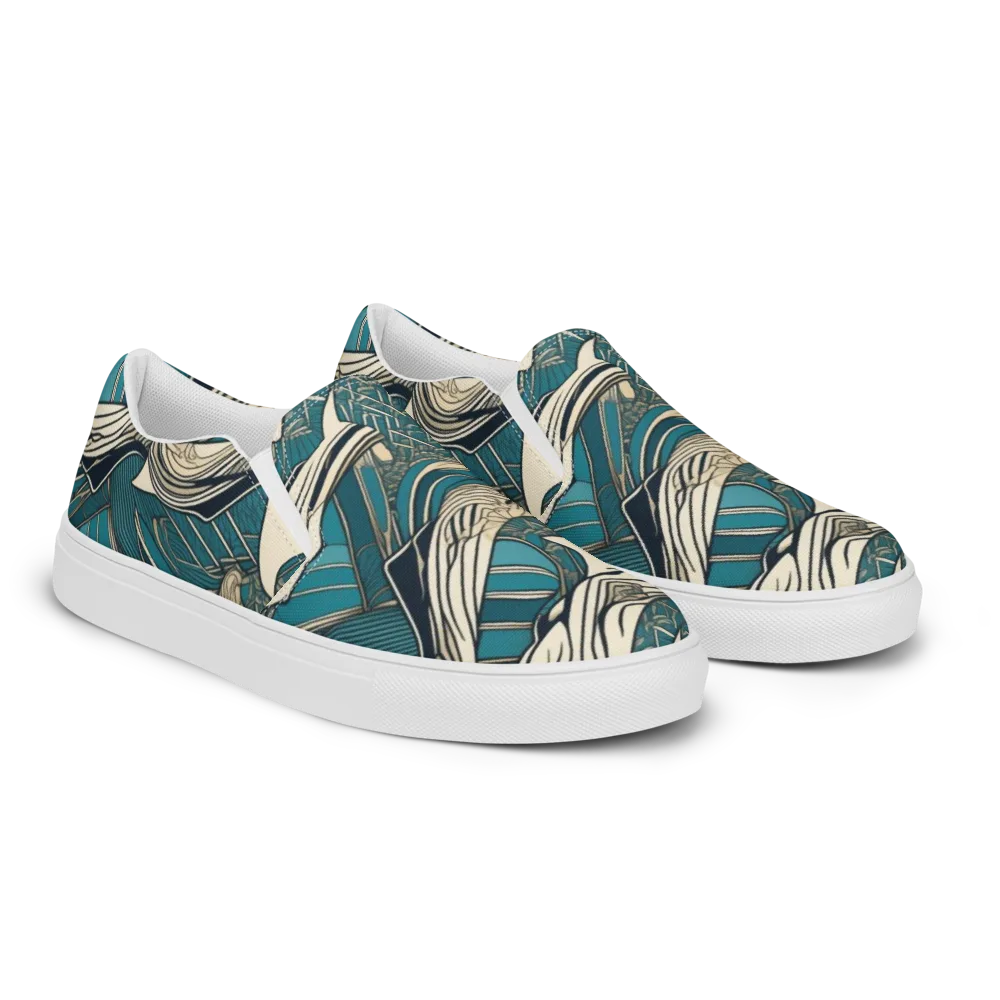 Teal Undertow on Women's Slip-On Canvas Shoes — Right Front