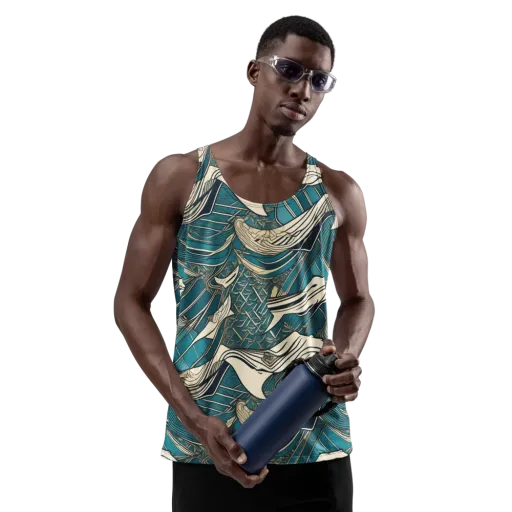 Teal Undertow on a Men's Tank Top