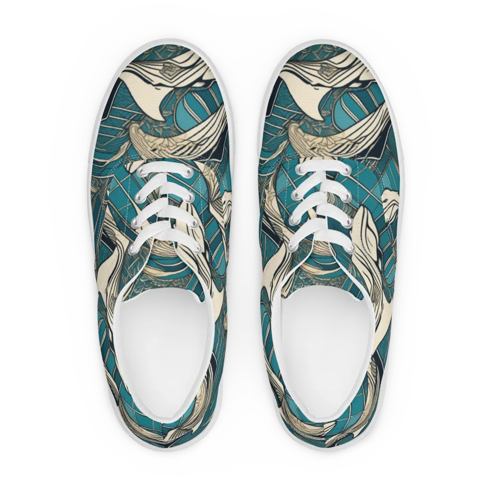 Teal Undertow on Men's Lace-Up Canvas Shoes — Front