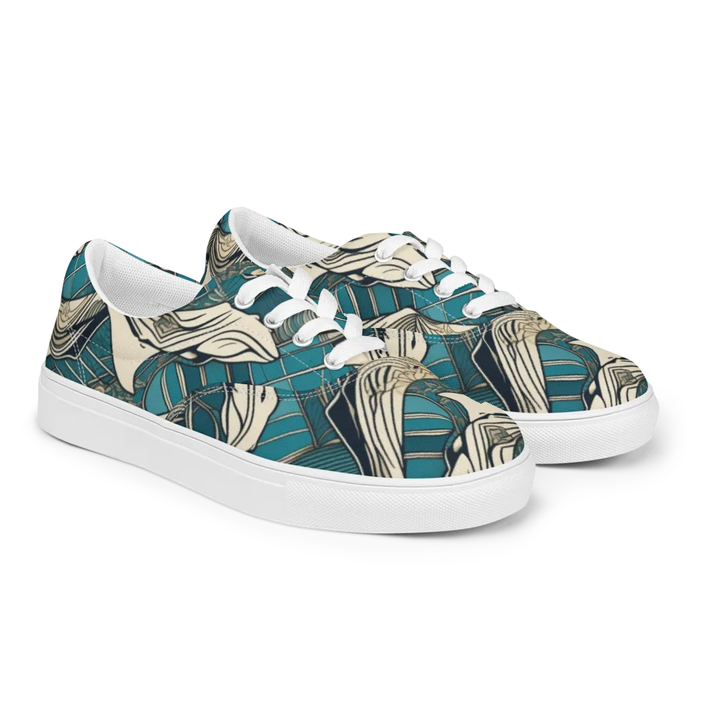 Teal Undertow on Men's Lace-Up Canvas Shoes — Right Front