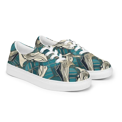 Teal Undertow on a Men's Lace-Up Canvas Shoes