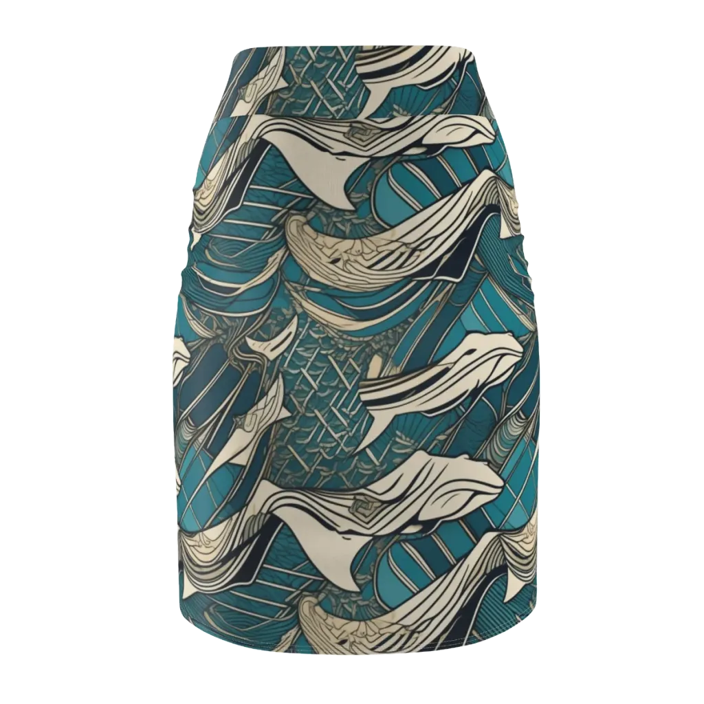 Teal Undertow on Pencil Skirt — Back