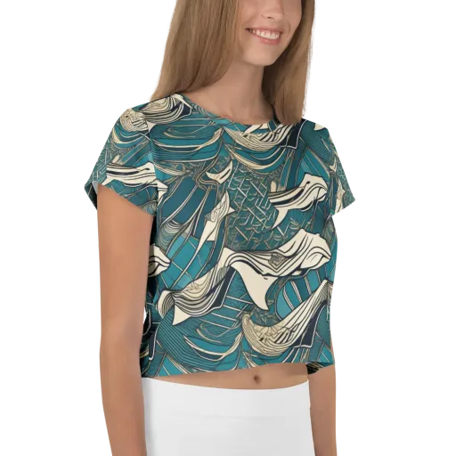 Teal Undertow on a Crop Tee