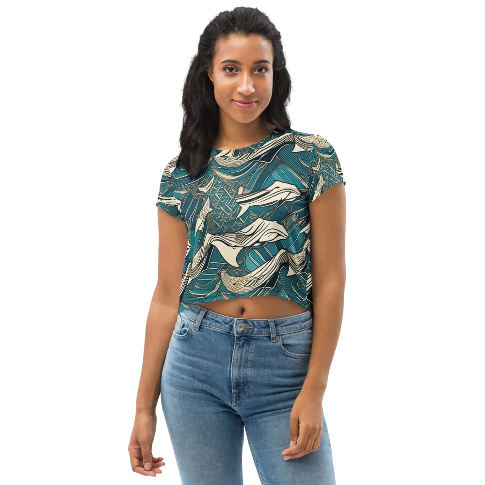 Teal Undertow on Crop Tee — Front