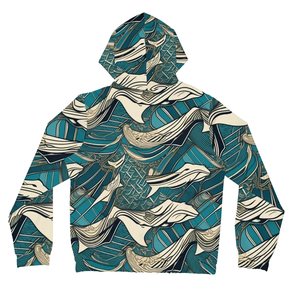 Teal Undertow on Women's Full-Zip Hoodie — Back