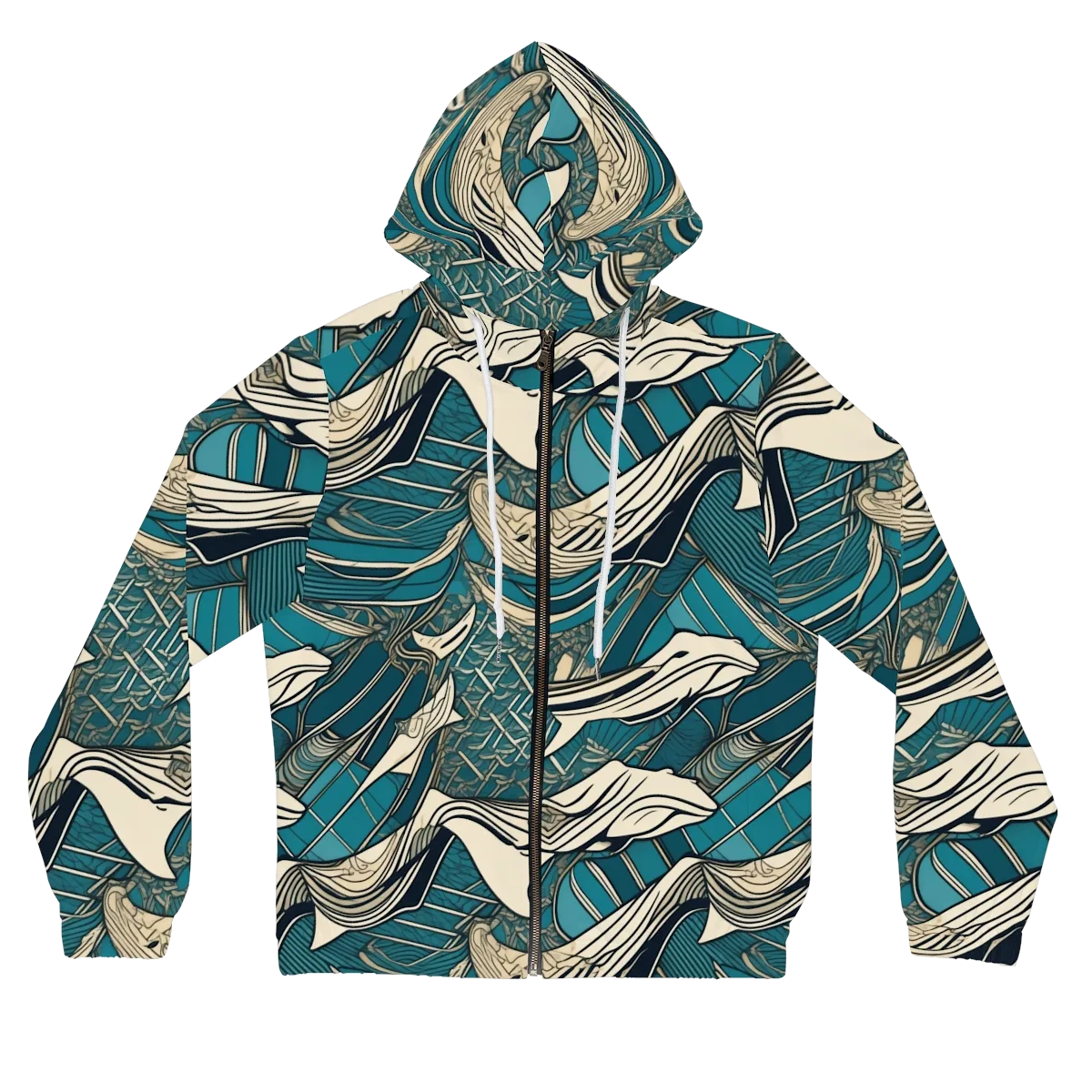 Teal Undertow on Women's Full-Zip Hoodie — Front