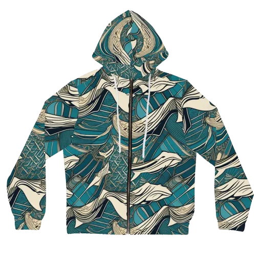 Teal Undertow on a Women's Full-Zip Hoodie