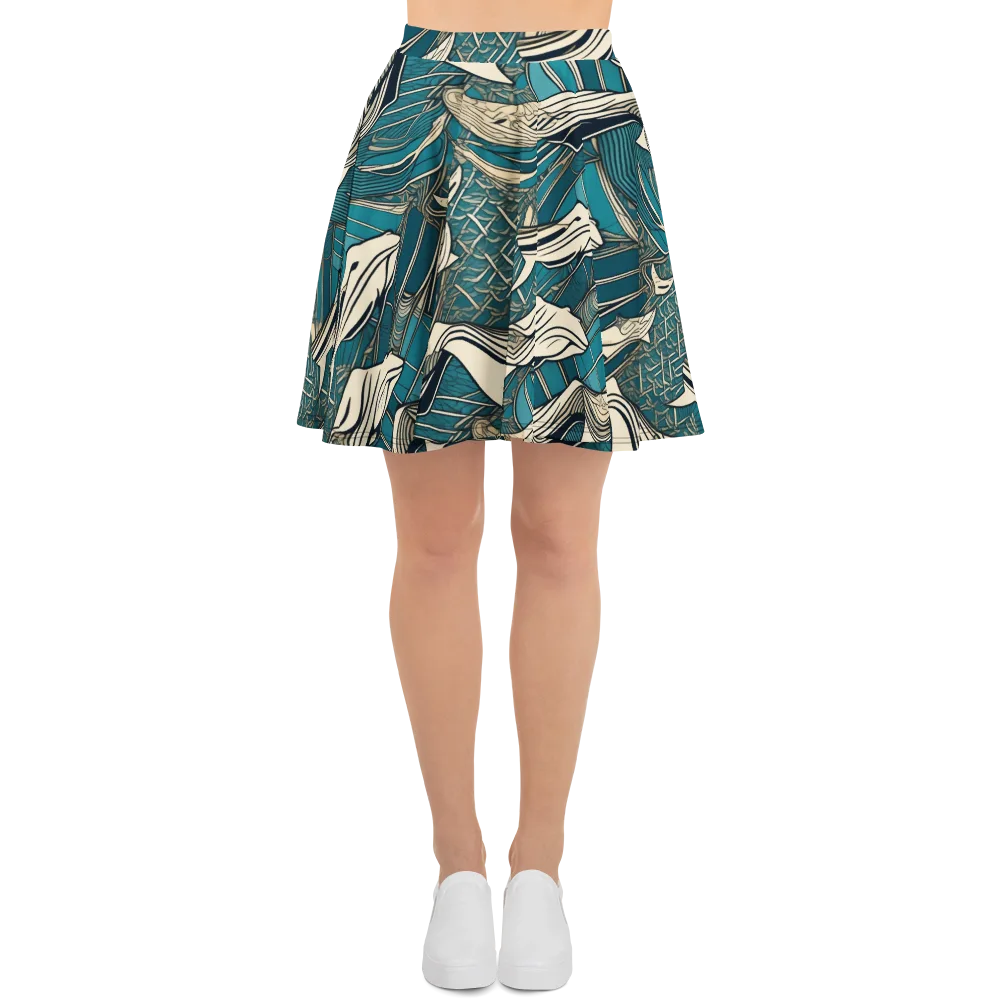 Teal Undertow on Skater Skirt — Front