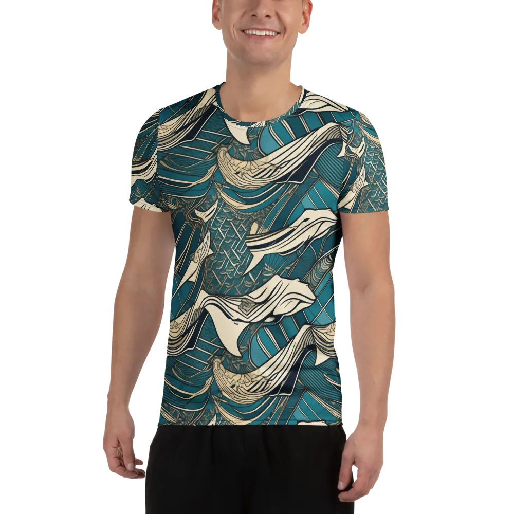 Teal Undertow on Men's Athletic T-Shirt — Front