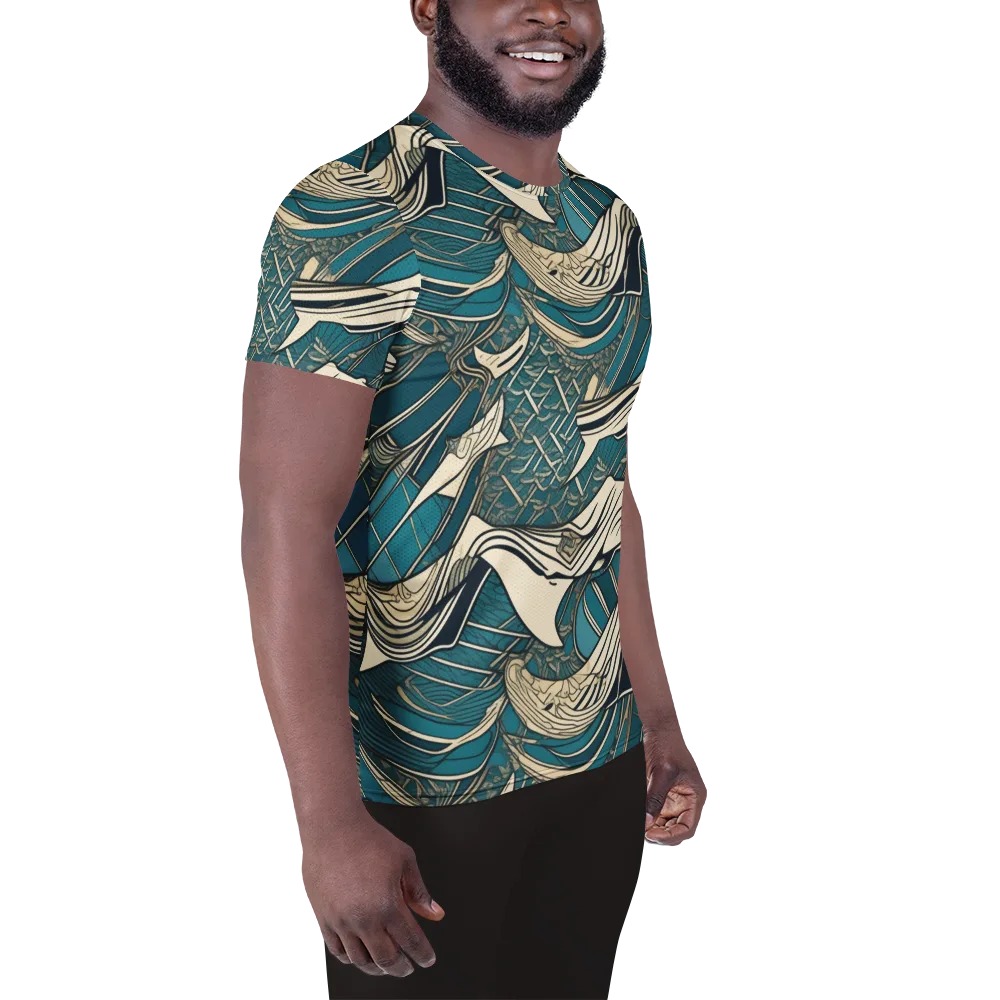 Teal Undertow on Men's Athletic T-Shirt — Right