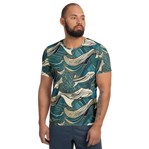 Teal Undertow on a Men's Athletic T-Shirt