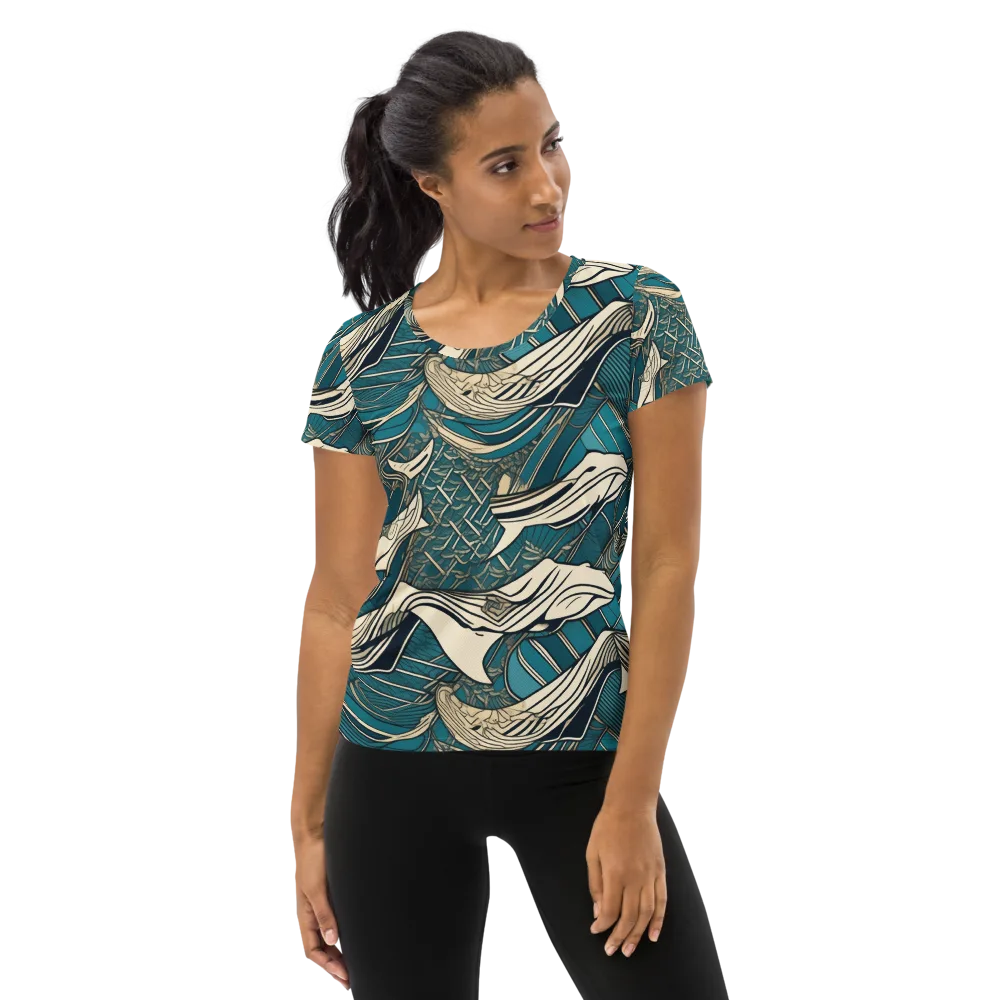 Teal Undertow on Women's Athletic T-Shirt — Front