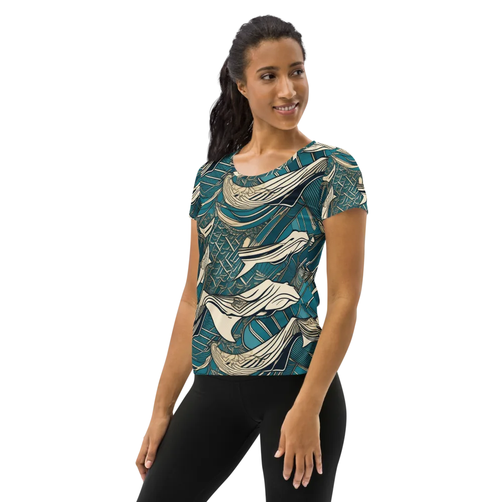 Teal Undertow on Women's Athletic T-Shirt — Left