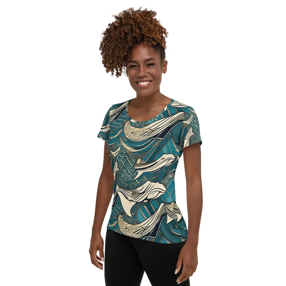 Teal Undertow on Women's Athletic T-Shirt — Left