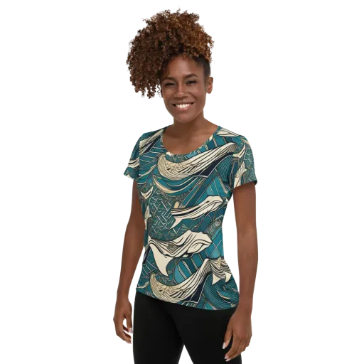 Teal Undertow on a Women's Athletic T-Shirt