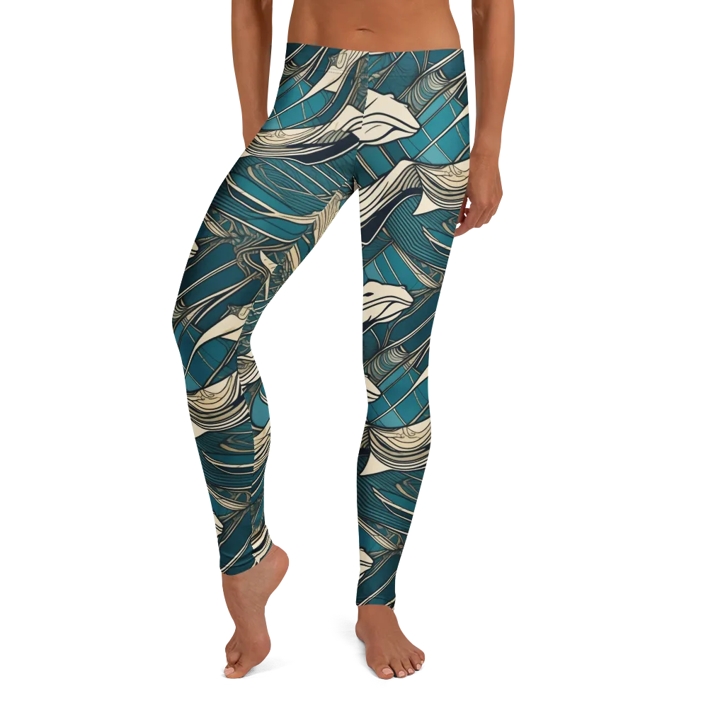 Teal Undertow on Leggings — Front