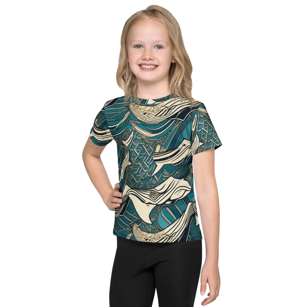 Teal Undertow on Kids Crew Neck T-Shirt — Front