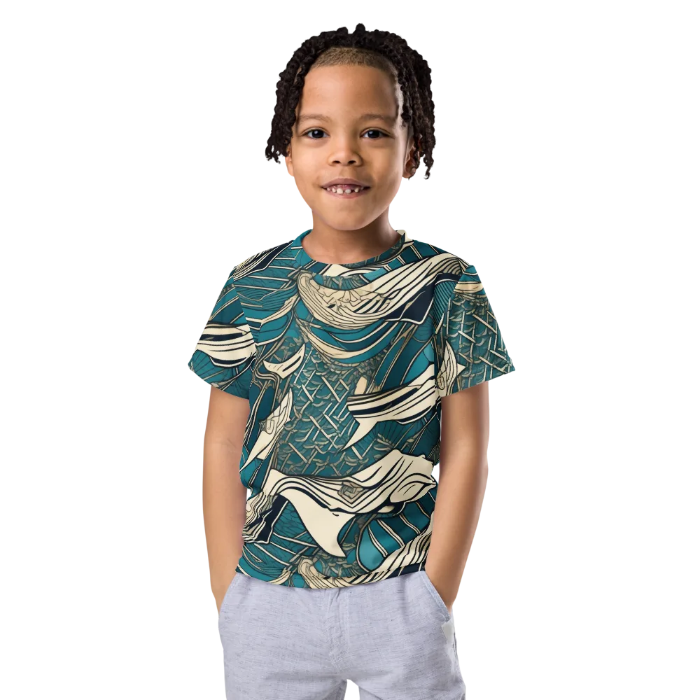 Teal Undertow on Kids Crew Neck T-Shirt — Front