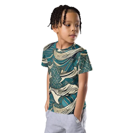 Teal Undertow on a Kids Crew Neck T-Shirt