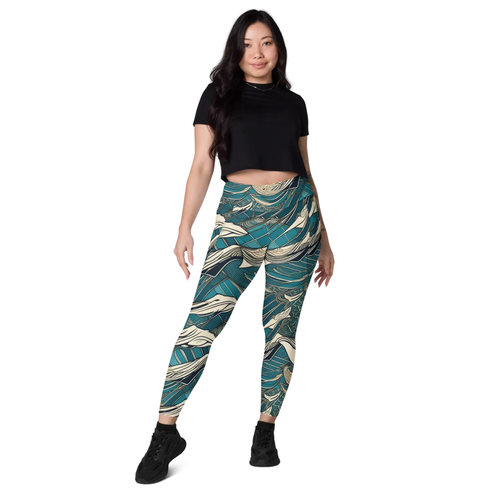 Teal Undertow on Leggings with Pockets — Front