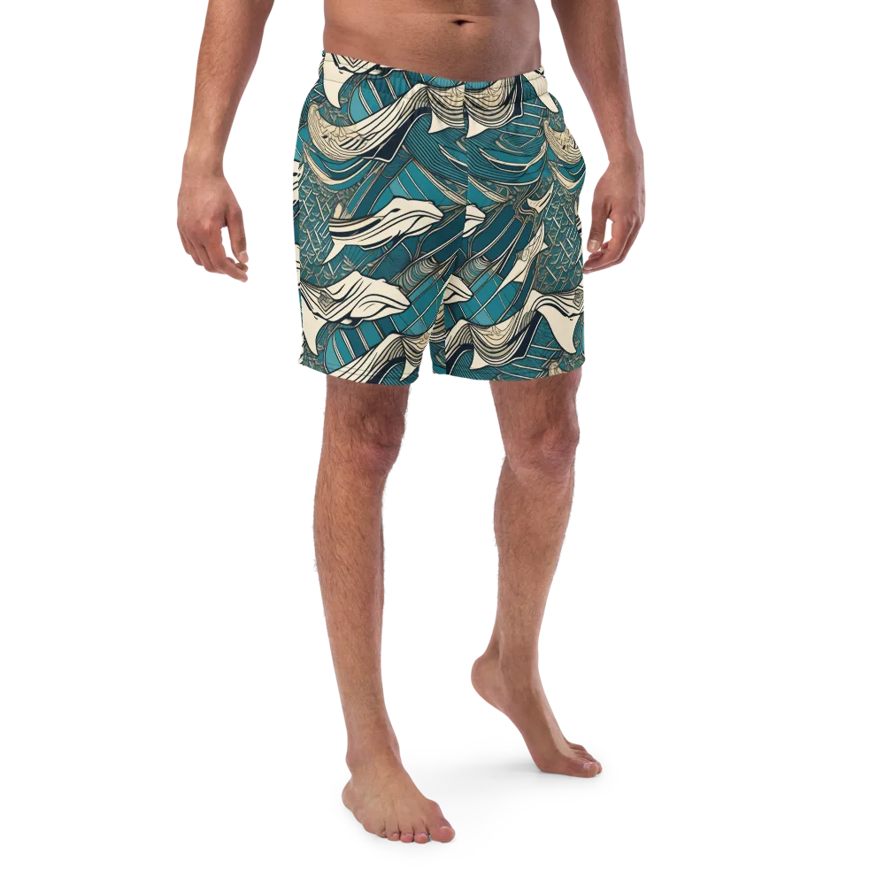 Teal Undertow on Swim Trunks — Front