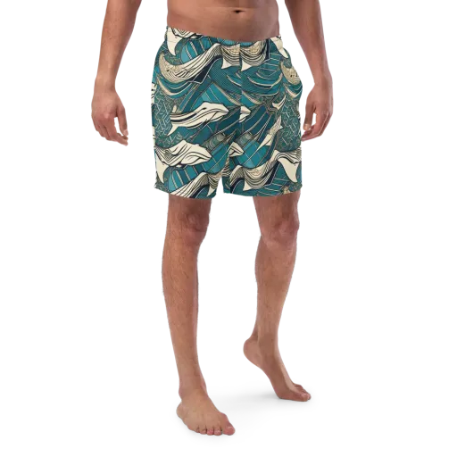 Teal Undertow on a Swim Trunks