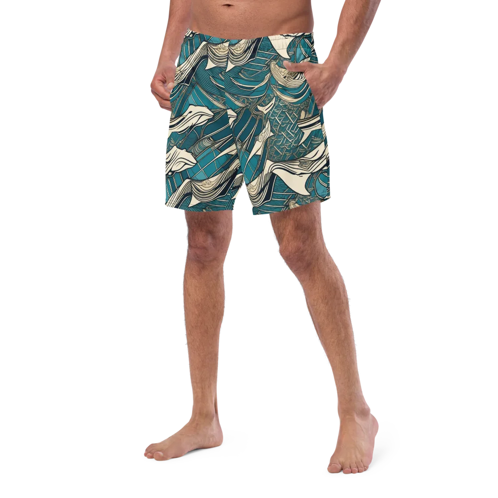 Teal Undertow on Swim Trunks — Left Front