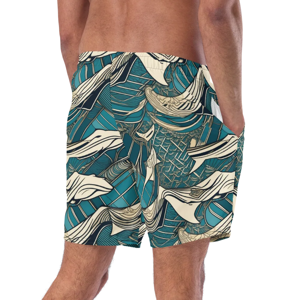 Teal Undertow on Swim Trunks — Right Back