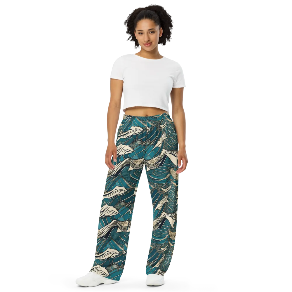 Teal Undertow on Wide-Leg Pants — Front