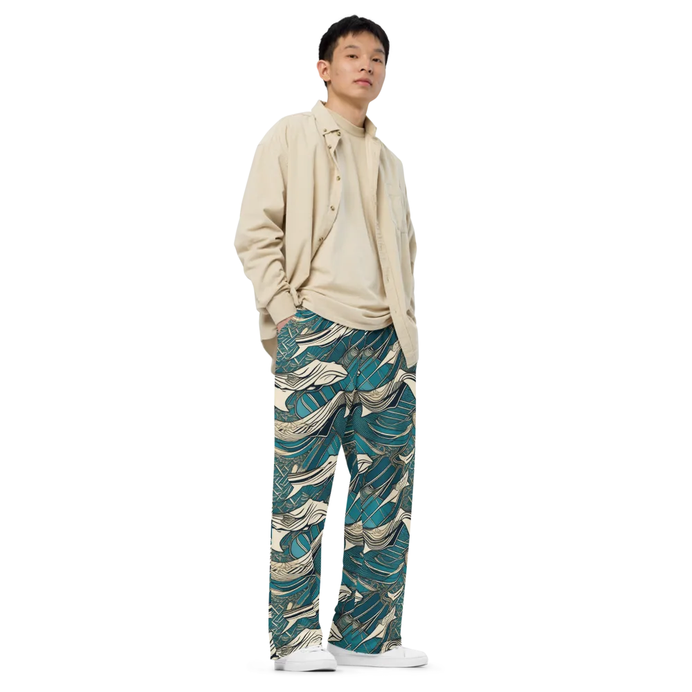 Teal Undertow on Wide-Leg Pants — Right Front