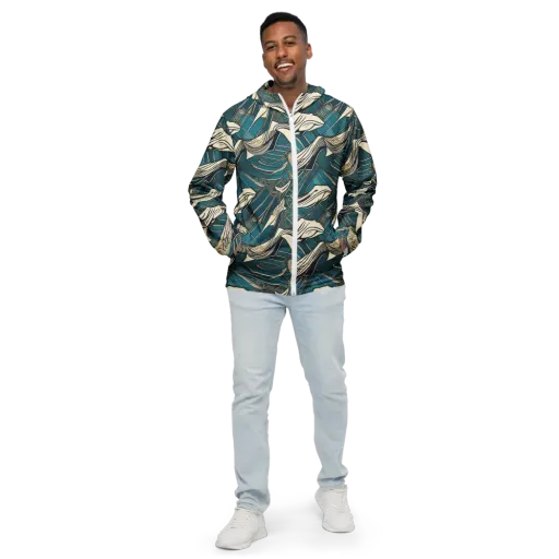 Teal Undertow on a Men's Windbreaker