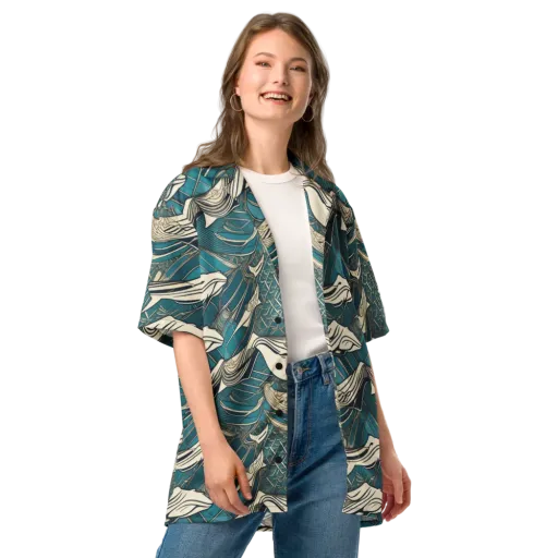Teal Undertow on a Button Shirt