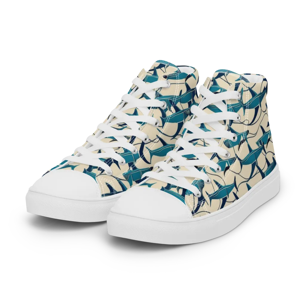 Tidal Squadron on Women's High Top Canvas Shoes — Left Front