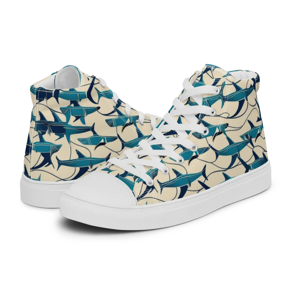 Tidal Squadron on Women's High Top Canvas Shoes — Left
